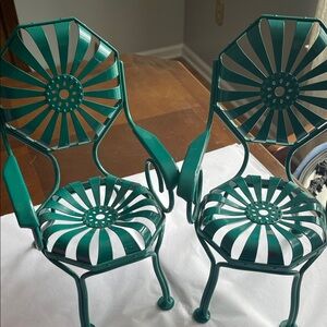 American Girl Dolls Green Metal Doll Chairs